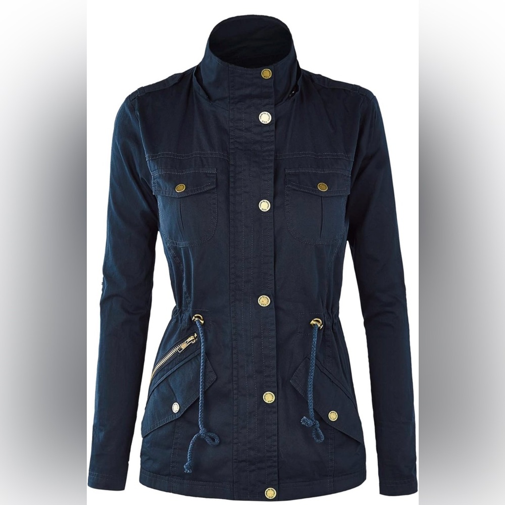 Casual Military Jacket Safari Utility Lightweight Detachable Hoodie - Picture 3 of 6